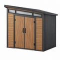 Abri de jardin 203 x 122 x 190 cm en acier noir effet bois rangement extérieur moderne