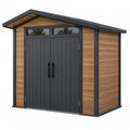 Abri de jardin 200 x 150 x 210 cm en métal anthracite effet bois avec double porte