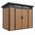 Abri de jardin 180 x 120 x 210 cm en composite effet bois marron et métal noir avec double porte