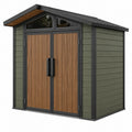 Abri de jardin 200 x 120 x 210 cm en résine vert foncé avec portes effet bois