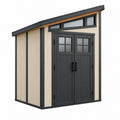 Abri de jardin 180 x 120 x 200 cm en métal beige et noir à double porte