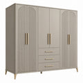 Armoire de rangement 240 x 60 x 200 cm en panneaux de bois gris taupe à 6 portes et 3 tiroirs style Art déco