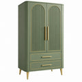 Armoire de rangement 90 x 45 x 180 cm en bois vert avec portes et tiroirs style art déco