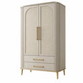 Armoire de rangement 100 x 50 x 190 cm bois beige style Art déco avec portes et tiroirs