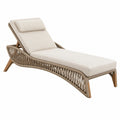 Chaise longue de jardin 200 x 70 x 85 cm en bois et corde tressée beige style contemporain