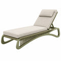 Bain de soleil 200 x 70 cm en métal vert kaki avec coussin beige dossier réglable