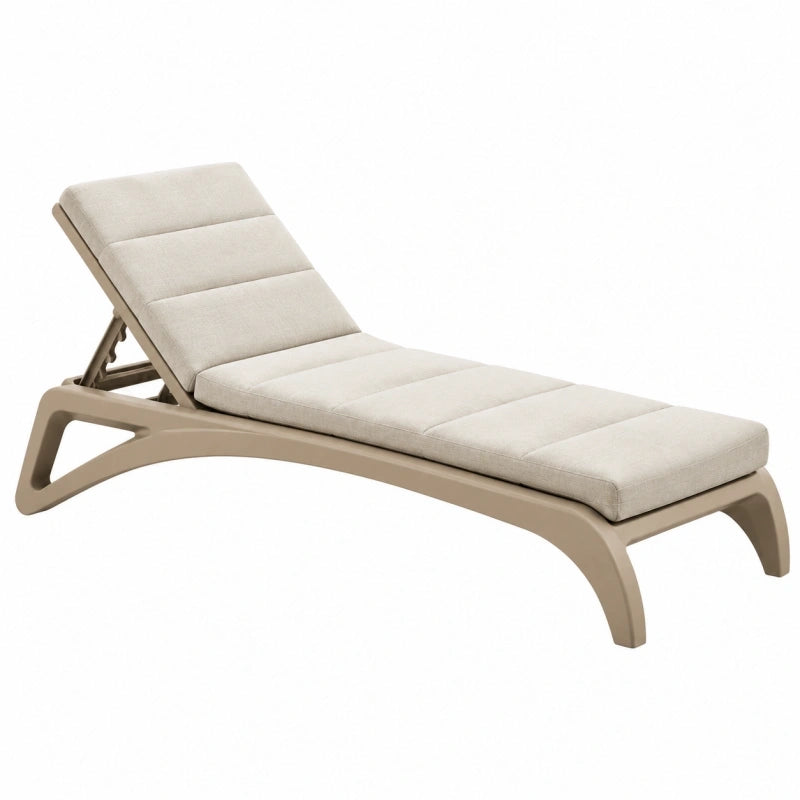 Bain de soleil 190 x 65 cm beige en plastique avec dossier réglable