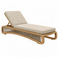 Bain de soleil 200 x 70 cm en bois naturel et corde beige avec dossier réglable