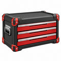 Caisse à outils 60 x 35 x 35 cm en métal noir et rouge à 3 tiroirs style industriel