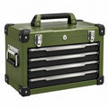 Coffre à outils 45 x 30 x 35 cm en acier vert avec 4 tiroirs verrouillable portable
