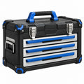 Boîte à outils 60 x 30 x 35 cm en plastique noir bleu à 3 tiroirs portable