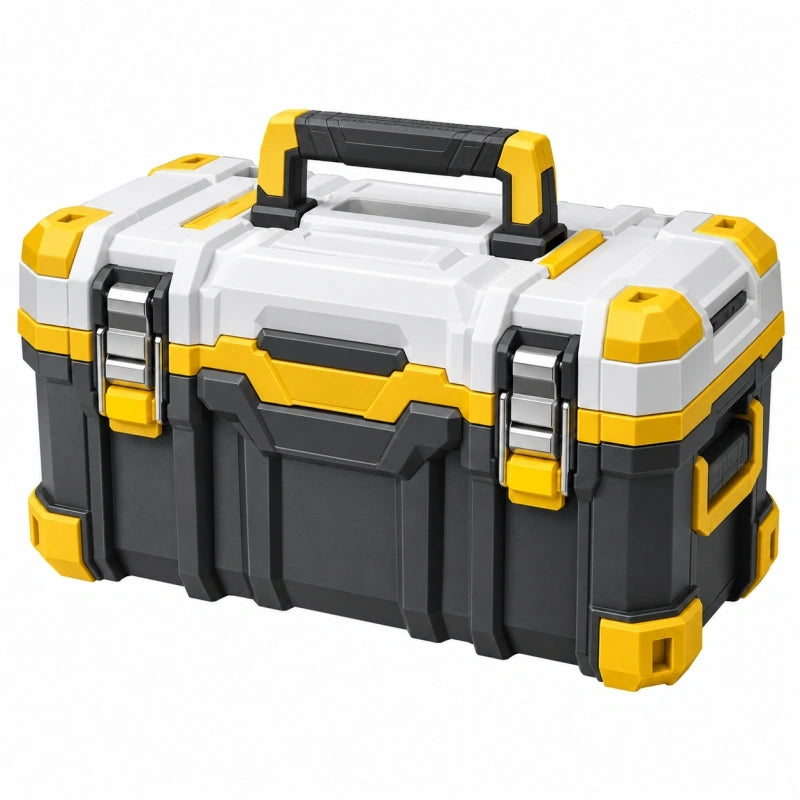 Boîte à outils 55 x 28 x 30 cm en plastique noir blanc jaune portable
